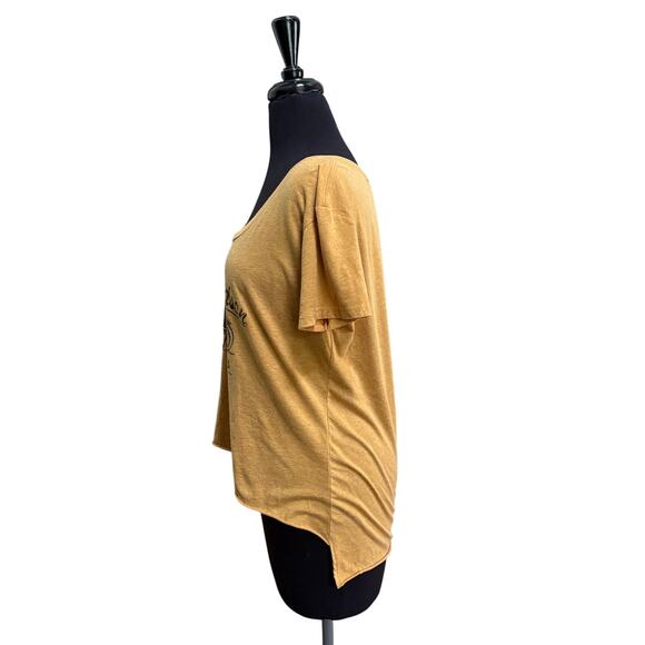 Harley-Davidson Badlands Wall SD Tee Mustard L Cropped Raw Edge EUC - Picture 5 of 7